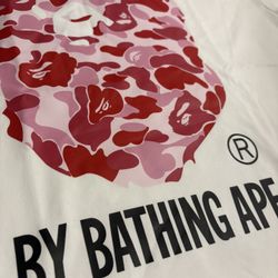 Rare BAPE A Bathing Ape Pink Camo Ape Head Tee White XL New