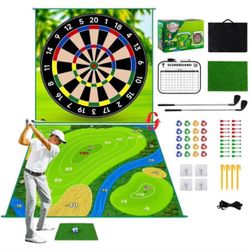 Brandnew 70"x70" Double Sided Golf Chipping Game Golf Hitting Mat | Golf Practice Mat Kits with 2pcs Golf Clubs & 20pcs Sticky Balls & 20pcs Sticky Da