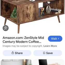 KingSo Retro Coffee Table Mid Century Modern Coffee Table 