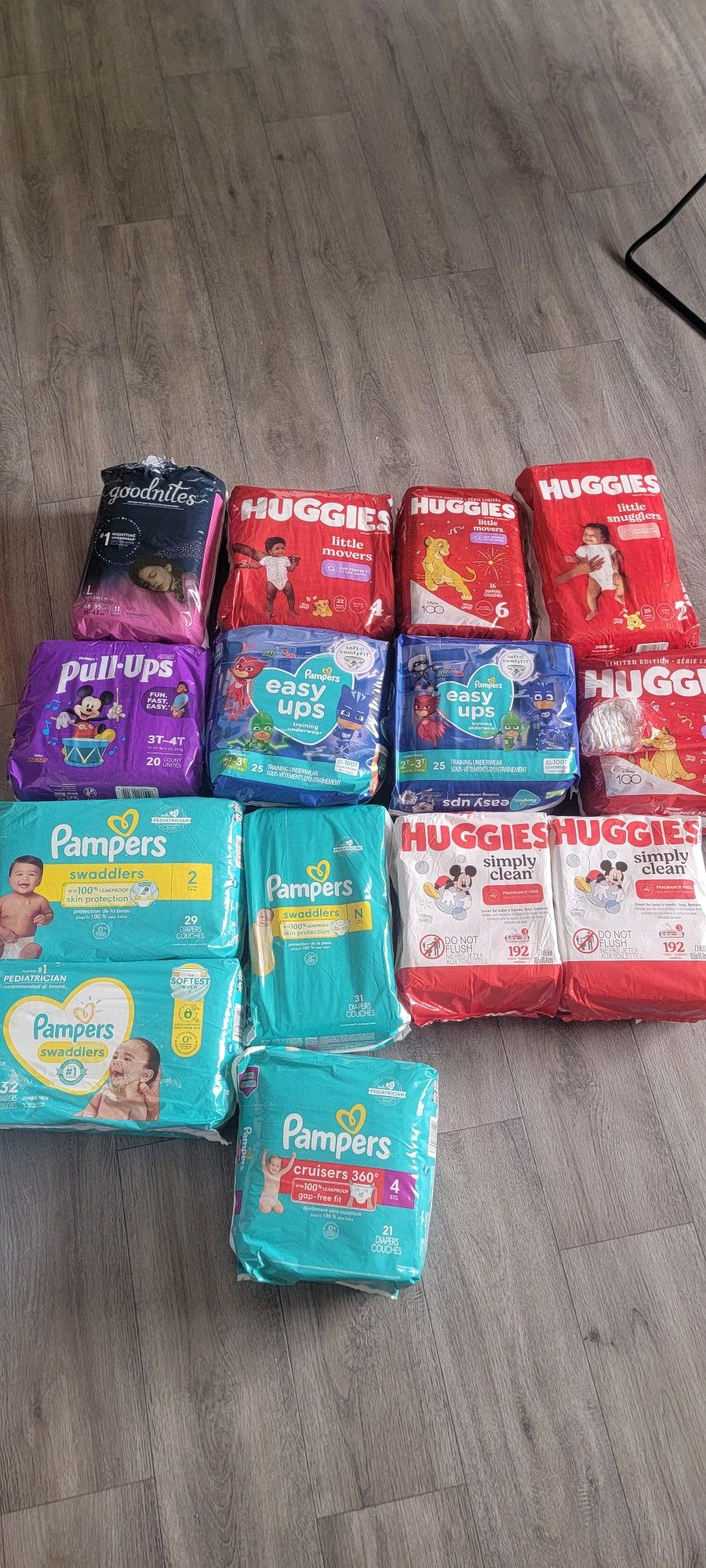 Diaper Lot Of 12 Pckgs, 2 Wipes Pckgs