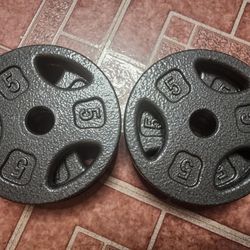 5lb CAP Barbell Standard 1-Inch Grip Weight Plates - 6 Black plates