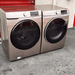 Set Samsung Like New Condition Washer 4.5 Cuft. And Gas Dryer 7.5 Cuft. Front Load Champagne Color 