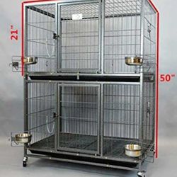 37" Homey Pet Two Tier Pet Dog Cat Cage with Feeding Door and Bowls