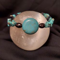 Turquoise, Obsidian, Turquoise Howlite, Hematite Crystal Bracelet 