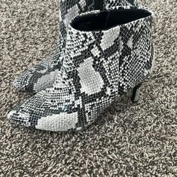 Snake Print Heeled Boots