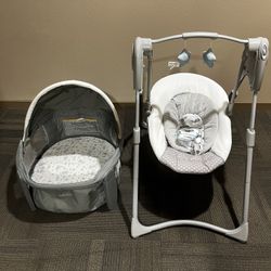 Graco Combo Grey, Infant Swinger & Floor Basinet 
