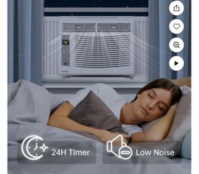PhiloDeco 6000 BTU Window Air Conditioner Cool to 250 sq ft Intelligent, LED,Remote Control, Easy to Clean Filter Screen, Can Be Used as a Dehumidifie