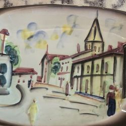 Vintage Wales Japan Hand Painted High Relief City
Landscape Platter
