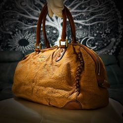 Authentic Vintage Y2K MCM Tan Leather Satchel tote bag shoulder bag handbag