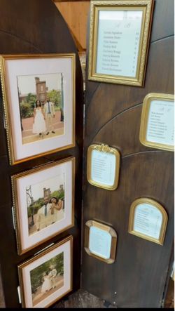 Seating chart with 13 picture frames