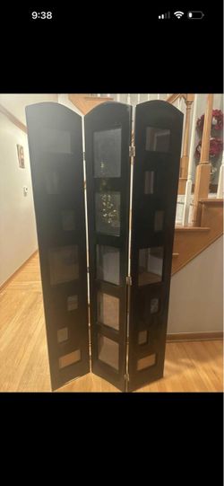 Solid wood 3-panel photo Room divider