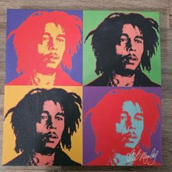 Bob Marley Framed Canvas Wall Art - Warhol Style Pop Art by Stephen Chambers