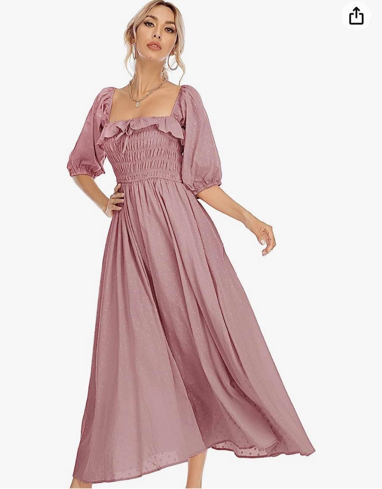 Small Pink Peasant Dress