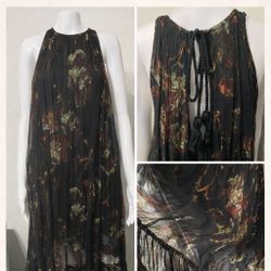 Free People Floral Pleated Maxi Dress | Boho Romantic Flowy Dress