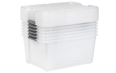 IRIS 45QT Clear Storage Bin with Buckles, 6-pack