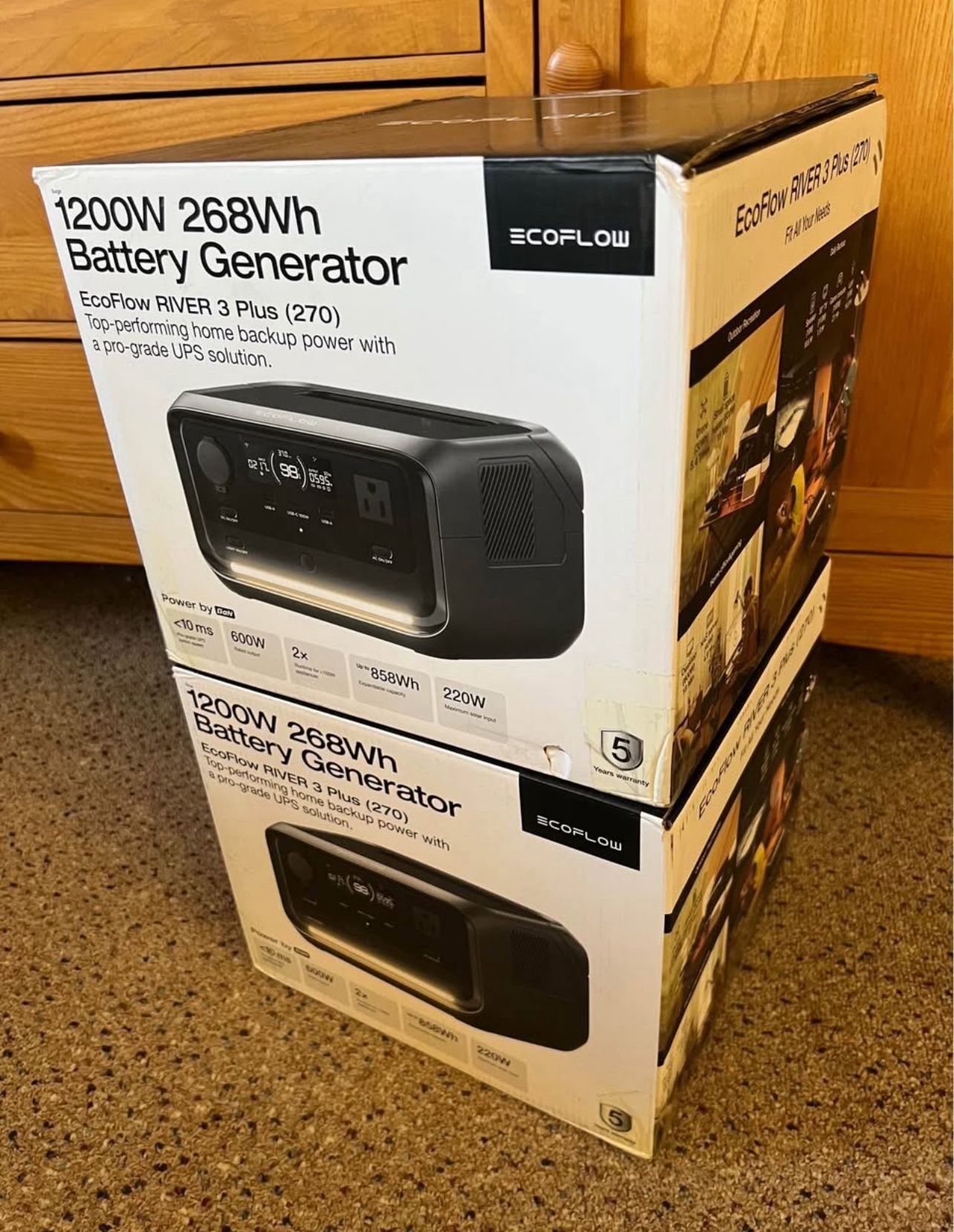 NEW EcoFlow River 3 Plus - 1200W 268Wh Battery Solar Generator Power Station