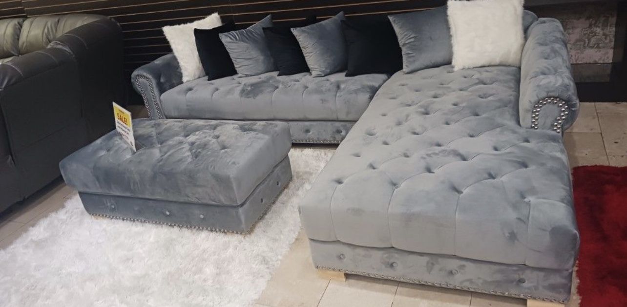 COMFY NEW SOFIA SECTIONAL SOFA AND OTTOMAN SET ON SALE ONLY $1099. IN STOCK SAME DAY DELIVERY π EASY FINANCING