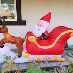 Santa Claus & Reindeer Sled Inflatable Blow Up