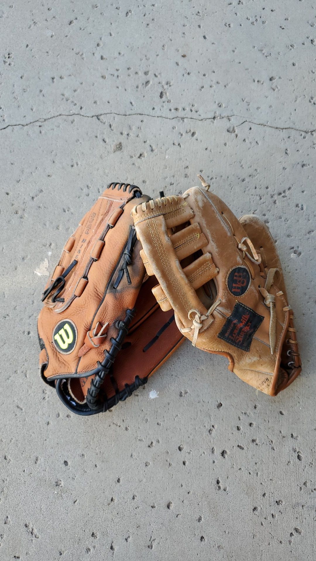 Pair of softball gloves