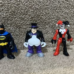 Imaginext DC comics Lot of 3 Batman & Penguin & Harley Quinn 