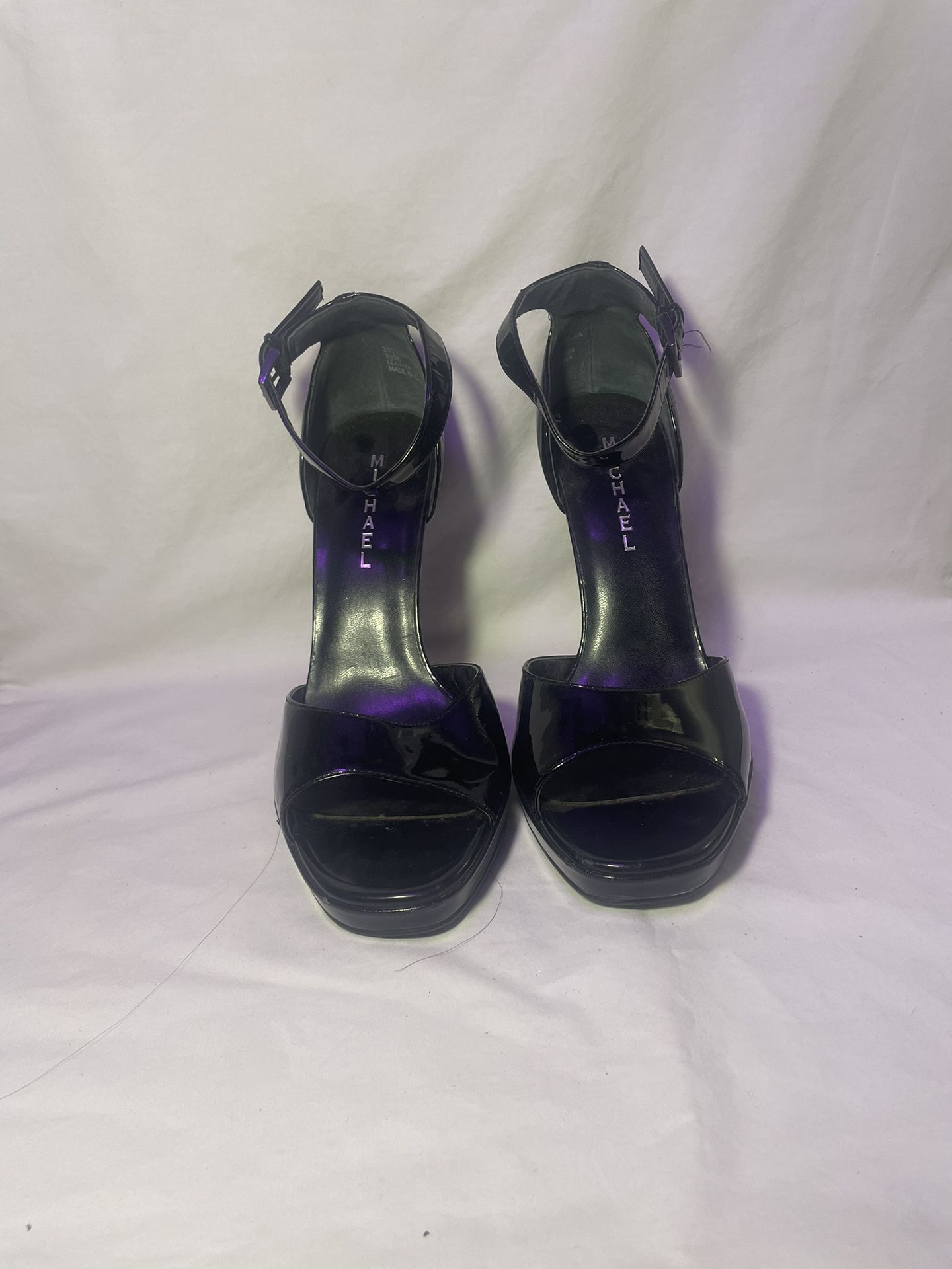 Michael Shannon Christy High Heels Pumps Peep Toe Women's Size 9 Black Leather