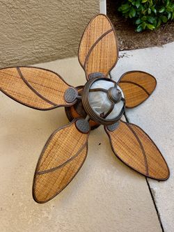 Gulf Coast Moroccan 52" Rattan Ceiling Fan with Light - Oil Rubbed Bronze