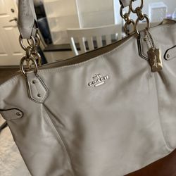 Large White COACH purse