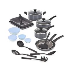 bella Cookware Set with Glass Lids with Nonstick, PFOA Free and Scratch Resistant Surface, Aluminum Bakeware, Pots and Pans, Storage Bowls & Utensils,