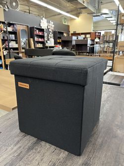 SONGMICS 11.8" Storage Foldable Small Ottoman Foot Rest - Black