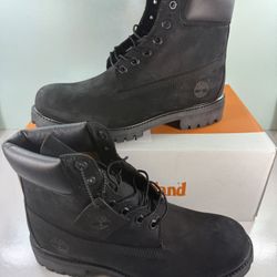 NEW Timberland 6 Inch Boot Black Nubuck Premium TB010073-001 Men's - size 8/ 9/ 12