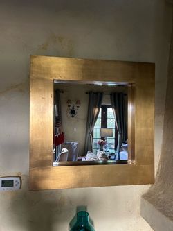 Large Square Gold Framed Wall Mirror