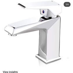 Bathroom Sink Faucet One-Handle Basin Mixer Tap Brass Vessel Sink Faucet Single Hole Hot and Cold Water Bathroom Faucet with Water Inlet Hose,Chrome E