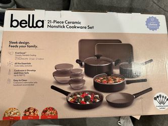 BELLA 21 piece ceramic nonstick pots & pans