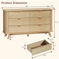 Mid Century Modern Huahuu 6-drawers dresser