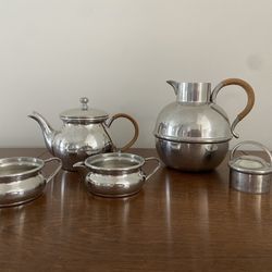 Queen Art Pewter Stackable Tea Set, 1930s