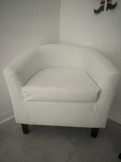 White faux leather chair
