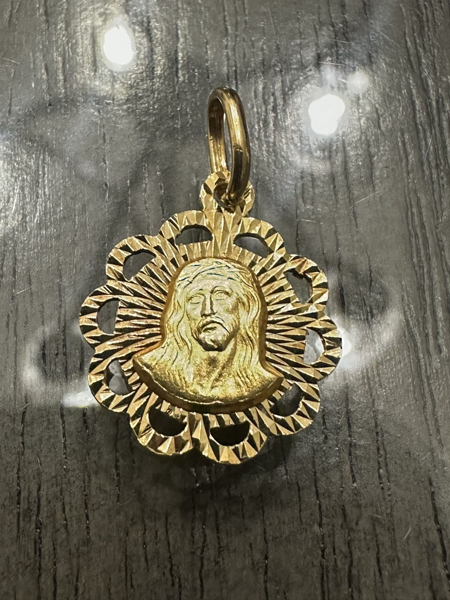 Solid 14k Yellow Gold Jesus Virgin Mary Double-Sided Pendant Beautiful New