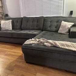 Dark Gray Sectional Sofa with Chaise