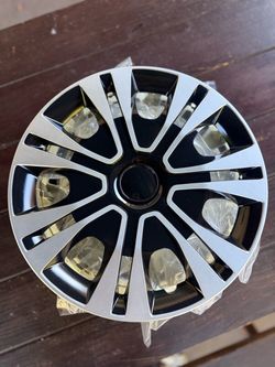 16-Inch Silver and Black Plastic Wheel Covers Hubcaps Set