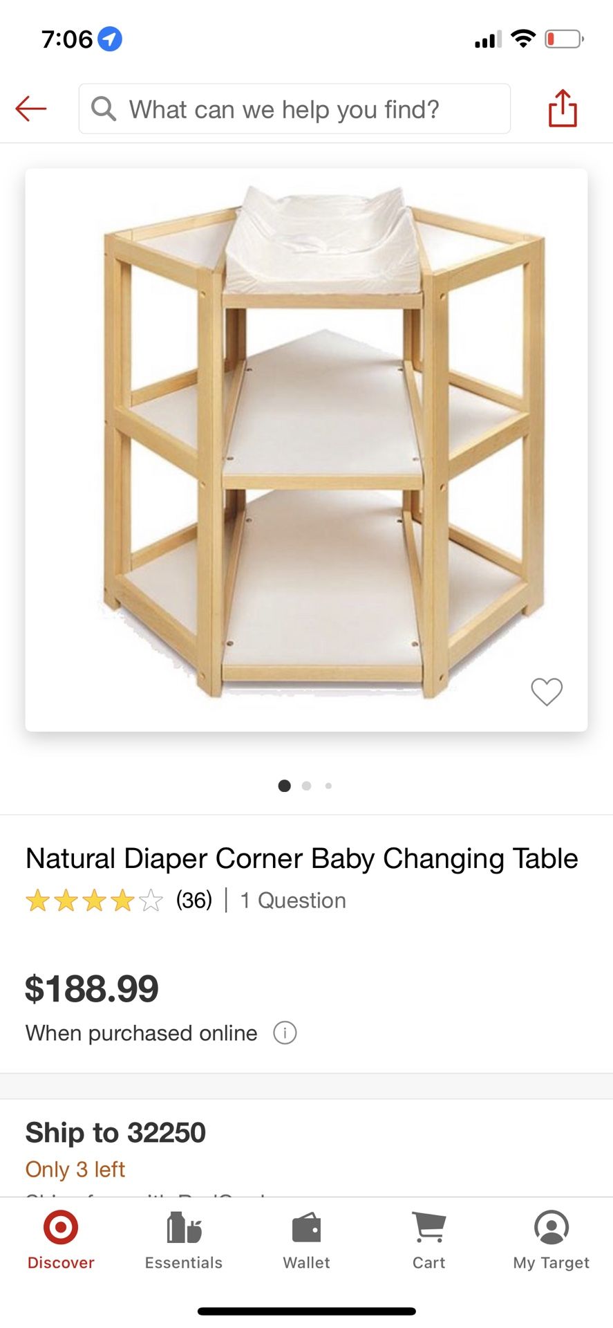 Corner Changing Table 70$