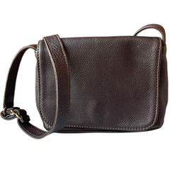 Vintage COACH #4929 Brown "Small Full Flap Natural Grain" Leather Bag   9”Lx6-1/2”Hx3”D Brown leather Flap snap closure Pockets inside Strap drop 20” 