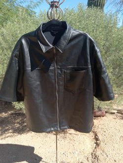 Zara Black Faux Leather Zip-Up Jacket