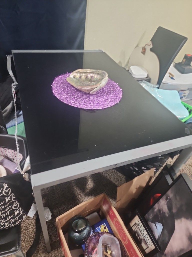 Glass Table With Metal Support