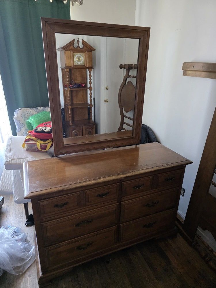Early 60's Maple Dresser With Mirror