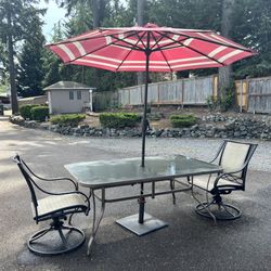 5 Piece Outdoor Glass Table 
