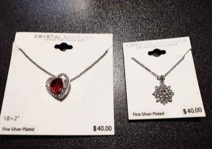 Crystal Romance Necklace Red Heart Clear Starburst Price Per One