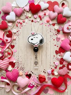 Snoopy Valentine's Day Retractable Badge Reel
