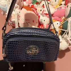 Kathy Van Zeeland Blue/Purple Croc Embossed Crossbody Handbag Purse Card Holder