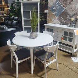 Mid Century Modern Style Round White Dining Set (New In A Box)