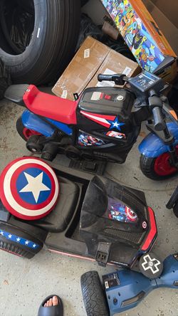 A captain america electric bike with an attachable seat